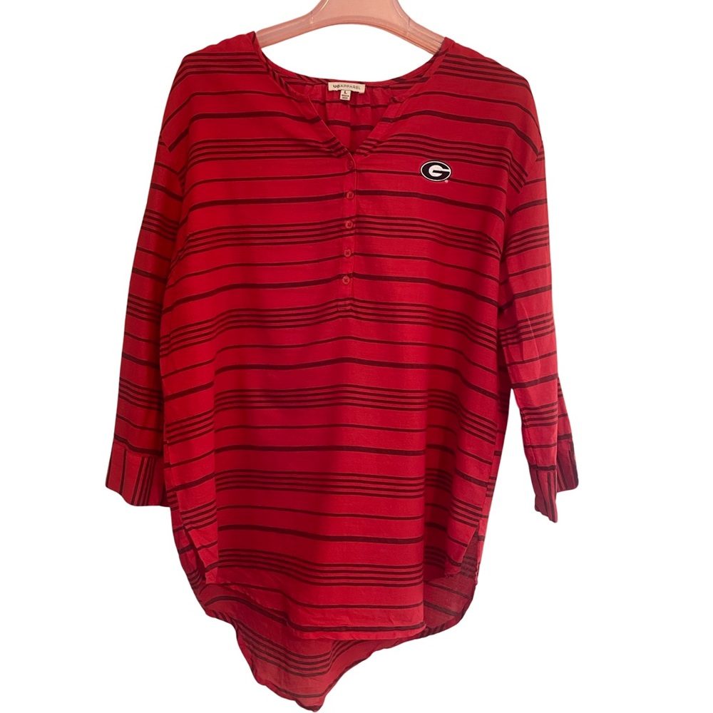 UGAPPAREL Georgia Logo Relaxed Fit Soft Linen Shirt